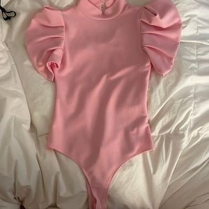 puff sleeve body suit with a high neck only worn once